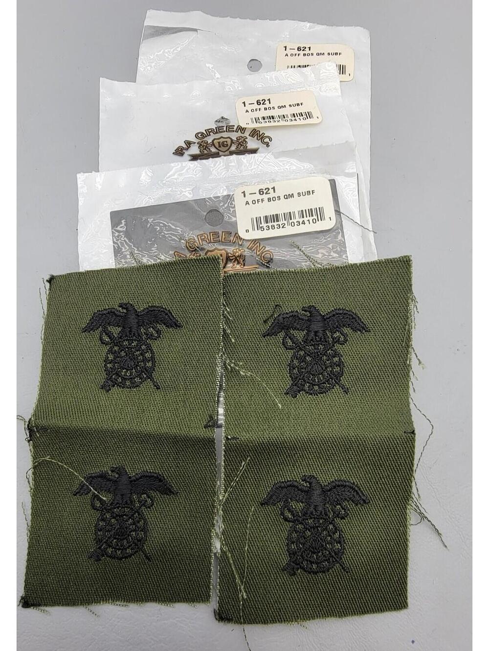 US Army Quartermaster Corps Subdued Cloth Branch Insignia Patches 2 Pair NIP